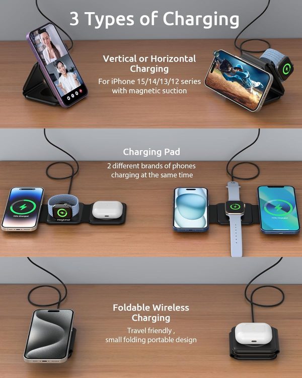 3-in-1 Foldable Magnetic Wireless Charger – Fast Charging Travel Pad