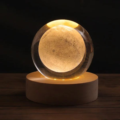 3D Crystal Ball Night Light – Glowing Galaxy Planet Lamp, Earth & Moon Design for Kids' Bedroom Décor