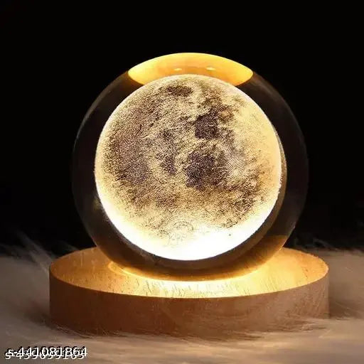 3D Crystal Ball Night Light – Glowing Galaxy Planet Lamp, Earth & Moon Design for Kids' Bedroom Décor