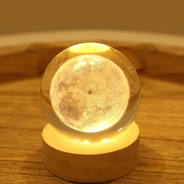 3D Crystal Ball Night Light – Glowing Galaxy Planet Lamp, Earth & Moon Design for Kids' Bedroom Décor