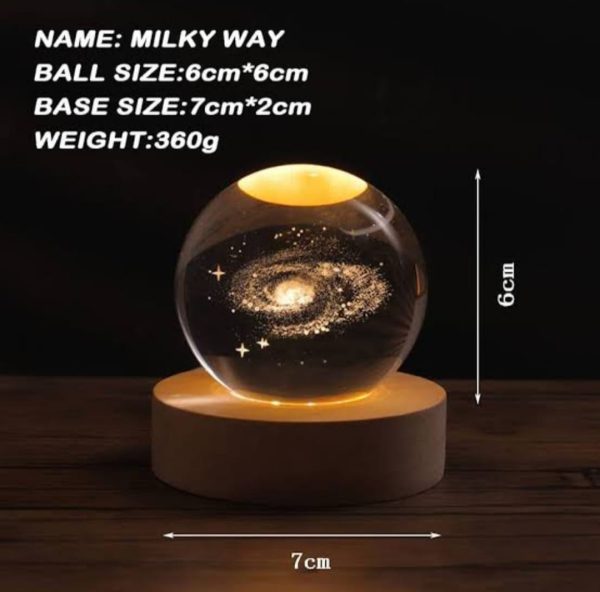 3D Galaxy Crystal Ball Night Light with Stand