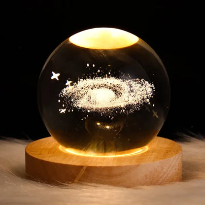 3D Galaxy Crystal Ball Night Light with Stand