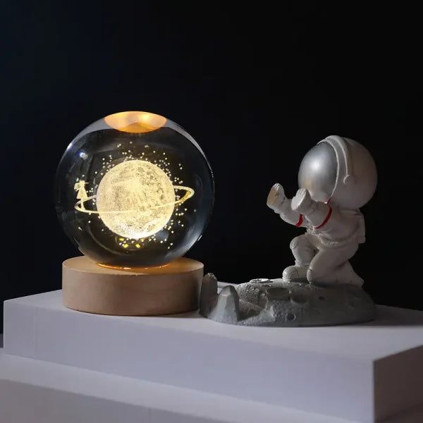 3D Galaxy Crystal Ball Night Light with Stand