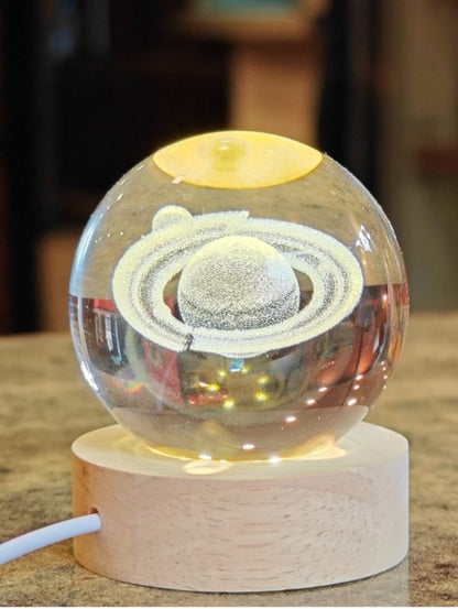 3D Galaxy Crystal Ball Night Light with Stand