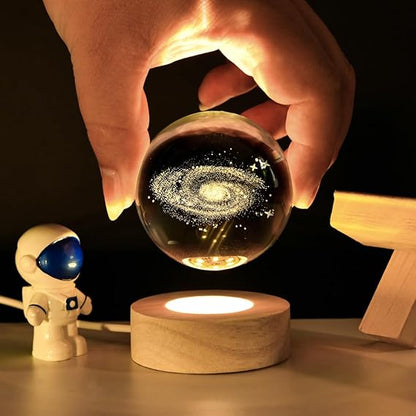 3D Galaxy Crystal Ball Night Light with Stand