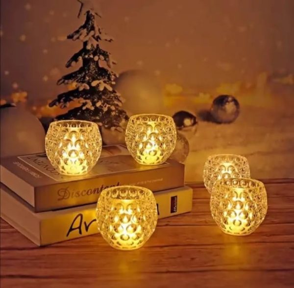 Amber Shine Crystal Tealight Candle Holder