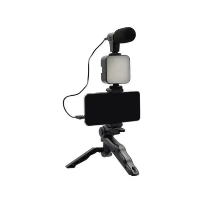 AY-49 Vlogger Kit: Microphone, LED Light, Tripod & Phone Holder