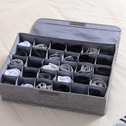 24-Cell Collapsible Drawer Organizer – Closet Storage Box for Underwear, Socks, Bras, Ties, Belts & Accessories