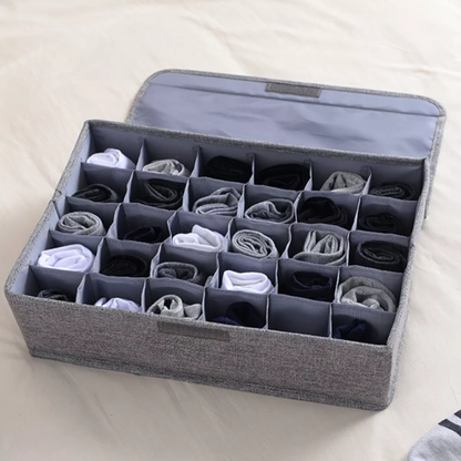 24-Cell Collapsible Drawer Organizer – Closet Storage Box for Underwear, Socks, Bras, Ties, Belts & Accessories