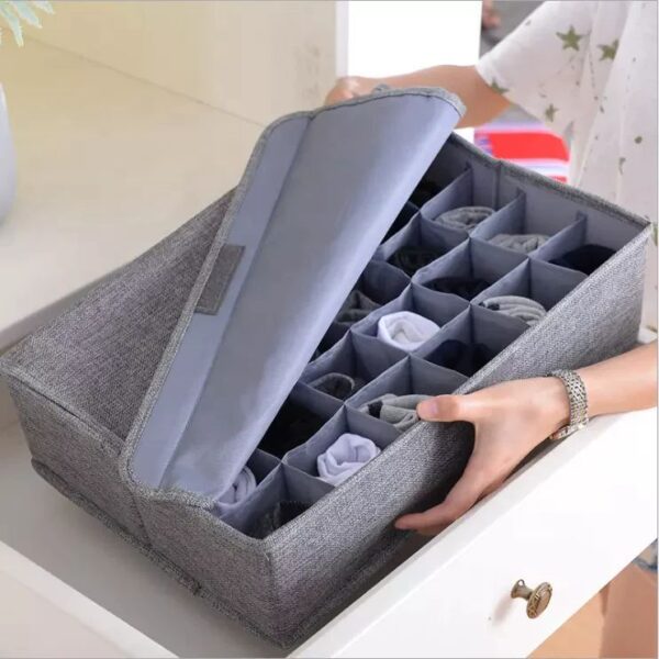 24-Cell Collapsible Drawer Organizer – Closet Storage Box for Underwear, Socks, Bras, Ties, Belts & Accessories