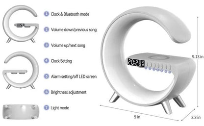 G63 RGB Bluetooth Speaker with 10W Wireless Charging, LED Night Light, Alarm Clock & Desk Lamp