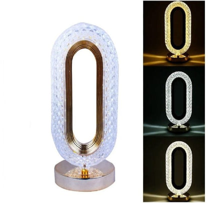 Rechargeable Luxury Crystal Table Lamp – Elegant Oval Design, Touch Control with 3 Colors